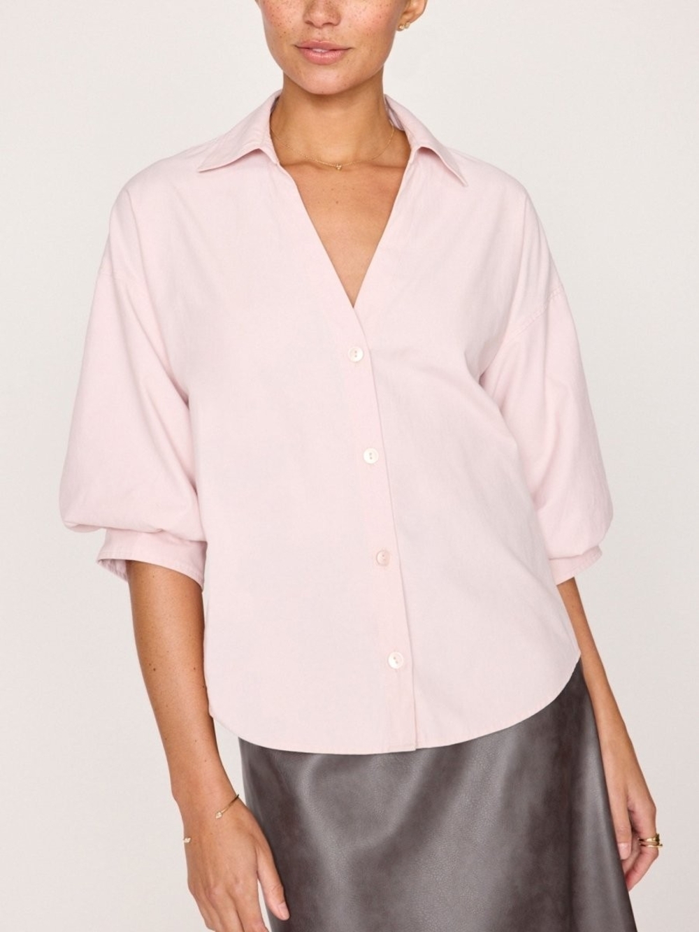 Brochu Walker The Kate Shirt Blouson Sleeve Poplin Button Up Shirt